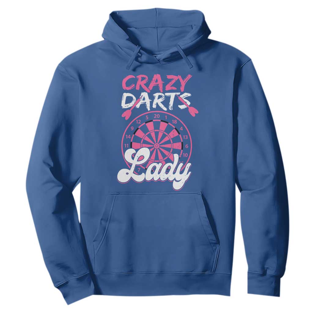 Crazy Darts Lady Bullseye Dart Shooting Hoodie Female Dartist Gift TS12 Royal Blue Print Your Wear