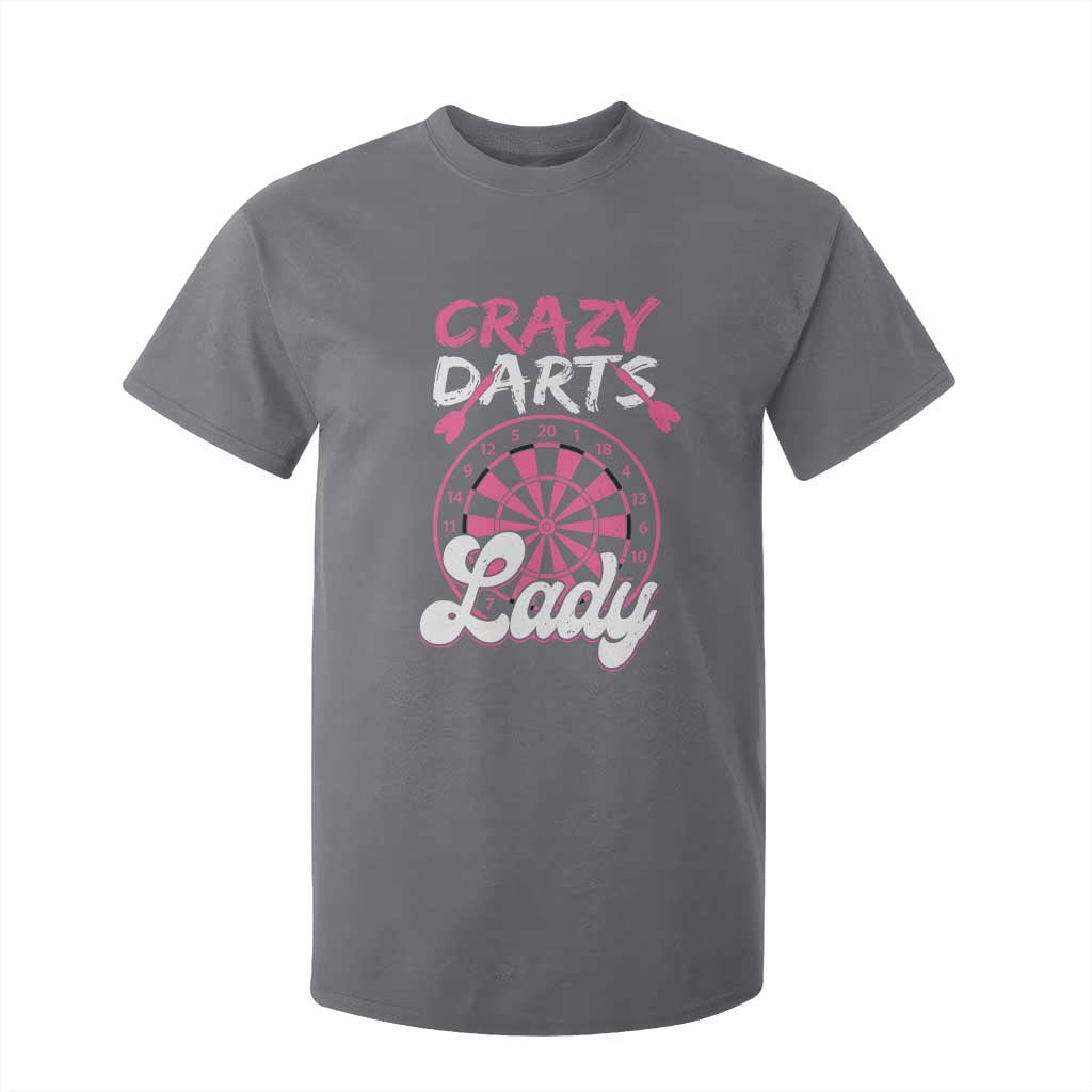Crazy Darts Lady Bullseye Dart Shooting T Shirt For Kid Female Dartist Gift TS12 Charcoal Print Your Wear