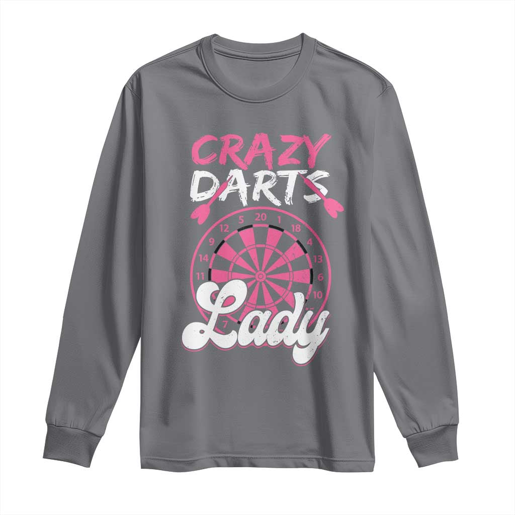 Crazy Darts Lady Bullseye Dart Shooting Long Sleeve Shirt Female Dartist Gift TS12 Charcoal Print Your Wear