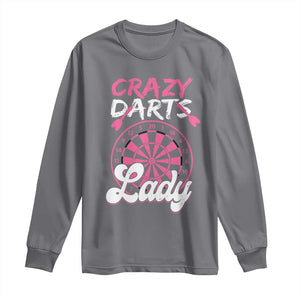 Crazy Darts Lady Bullseye Dart Shooting Long Sleeve Shirt Female Dartist Gift TS12 Charcoal Print Your Wear