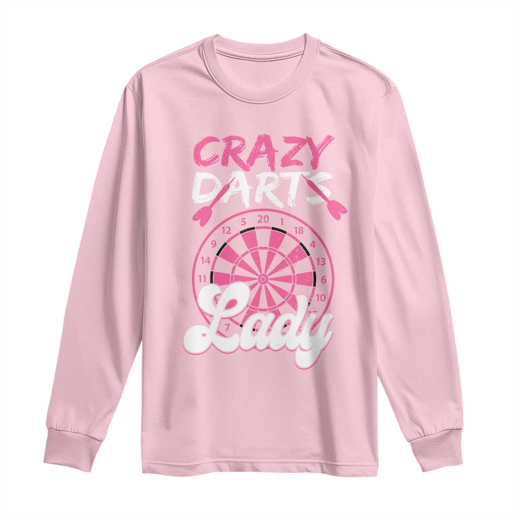Crazy Darts Lady Bullseye Dart Shooting Long Sleeve Shirt Female Dartist Gift TS12 Light Pink Print Your Wear