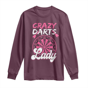 Crazy Darts Lady Bullseye Dart Shooting Long Sleeve Shirt Female Dartist Gift TS12 Maroon Print Your Wear