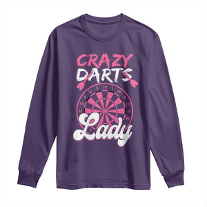 Crazy Darts Lady Bullseye Dart Shooting Long Sleeve Shirt Female Dartist Gift TS12 Purple Print Your Wear