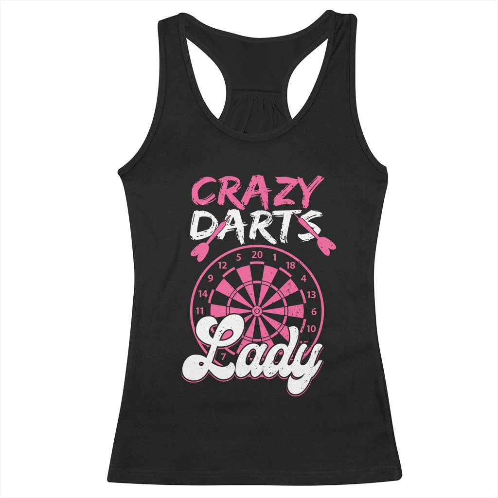 Crazy Darts Lady Bullseye Dart Shooting Racerback Tank Top Female Dartist Gift TS12 Black Print Your Wear