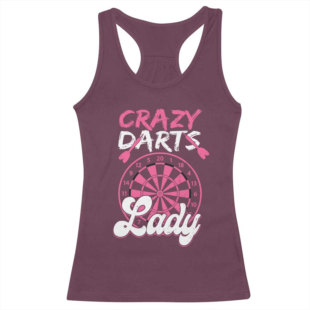 Crazy Darts Lady Bullseye Dart Shooting Racerback Tank Top Female Dartist Gift TS12 Maroon Print Your Wear