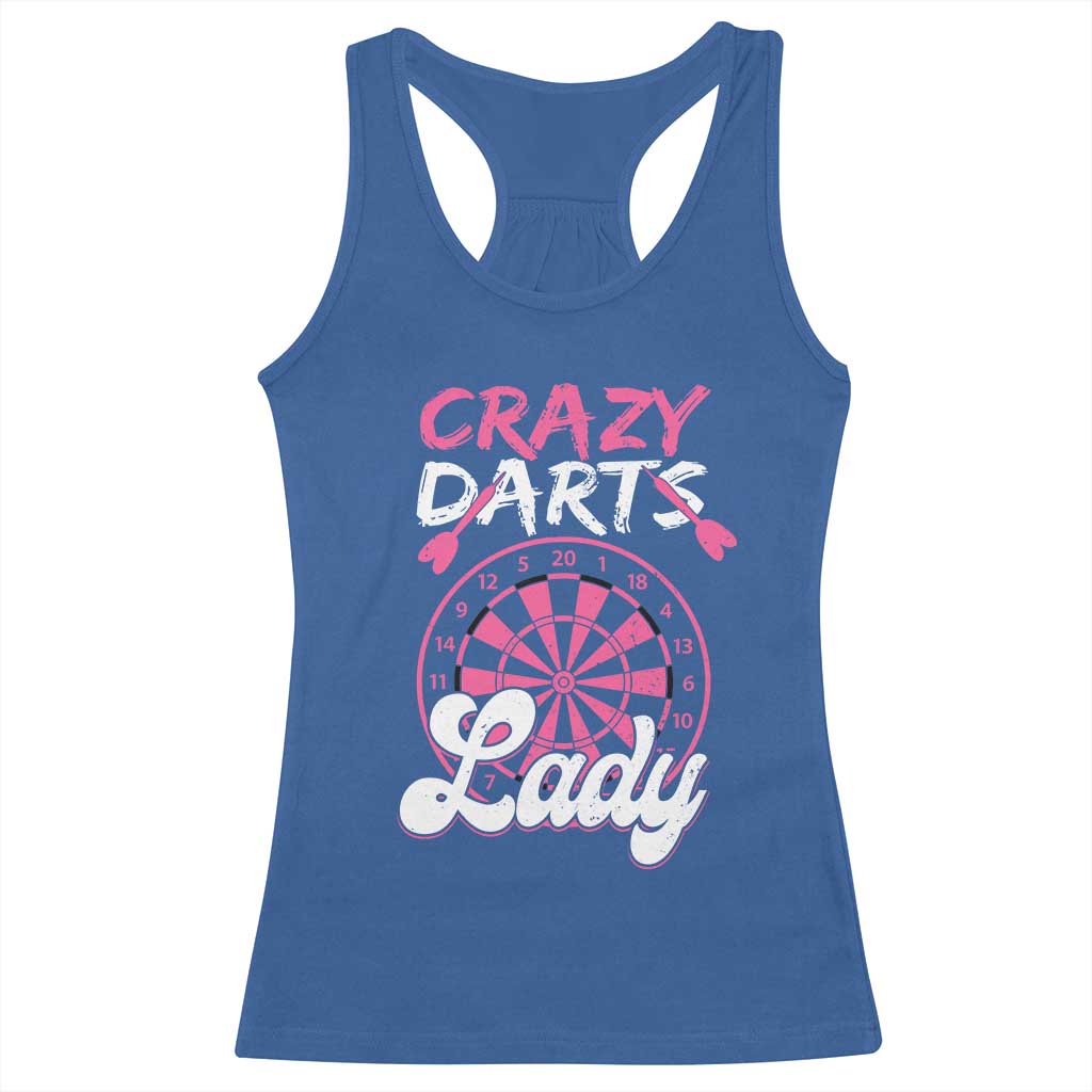 Crazy Darts Lady Bullseye Dart Shooting Racerback Tank Top Female Dartist Gift TS12 Royal Blue Print Your Wear