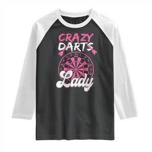 Crazy Darts Lady Bullseye Dart Shooting Raglan Shirt Female Dartist Gift TS12 Black White Print Your Wear