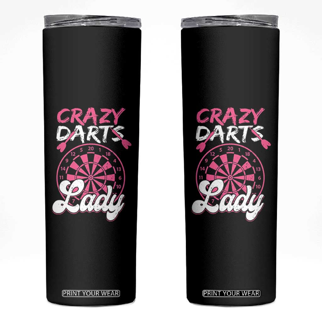 Crazy Darts Lady Bullseye Dart Shooting Skinny Tumbler Female Dartist Gift TS12 Black Print Your Wear