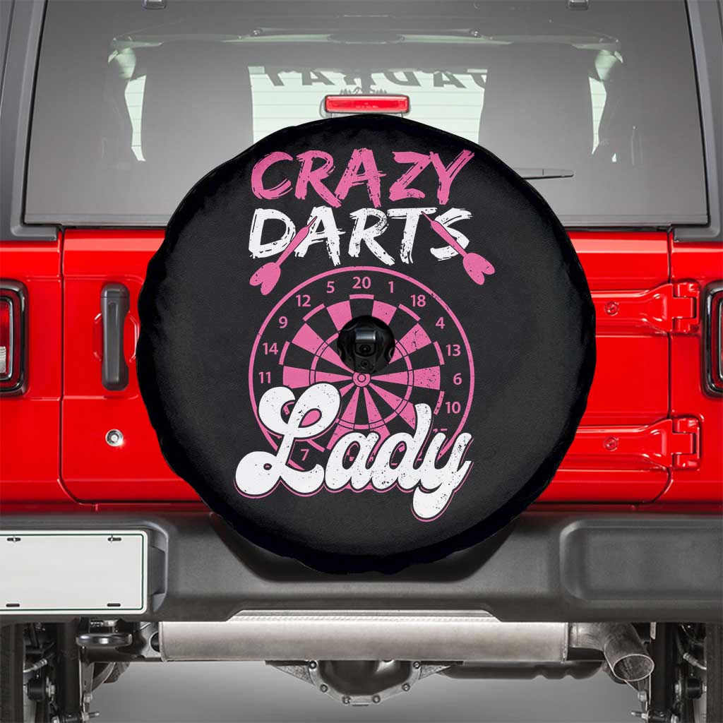 Crazy Darts Lady Bullseye Dart Shooting Spare Tire Cover Female Dartist Gift TS12 Black Print Your Wear