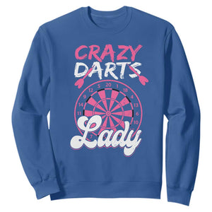 Crazy Darts Lady Bullseye Dart Shooting Sweatshirt Female Dartist Gift TS12 Royal Blue Print Your Wear