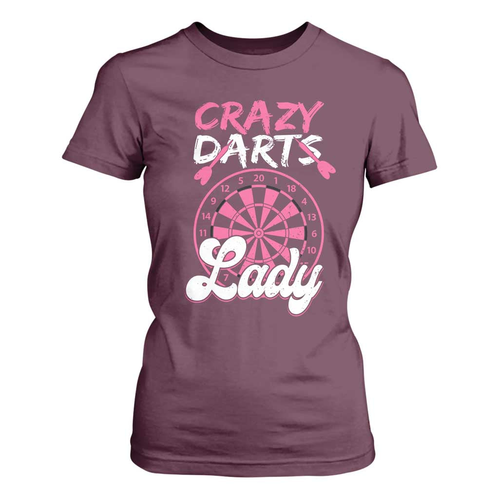 Crazy Darts Lady Bullseye Dart Shooting T Shirt For Women Female Dartist Gift TS12 Maroon Print Your Wear