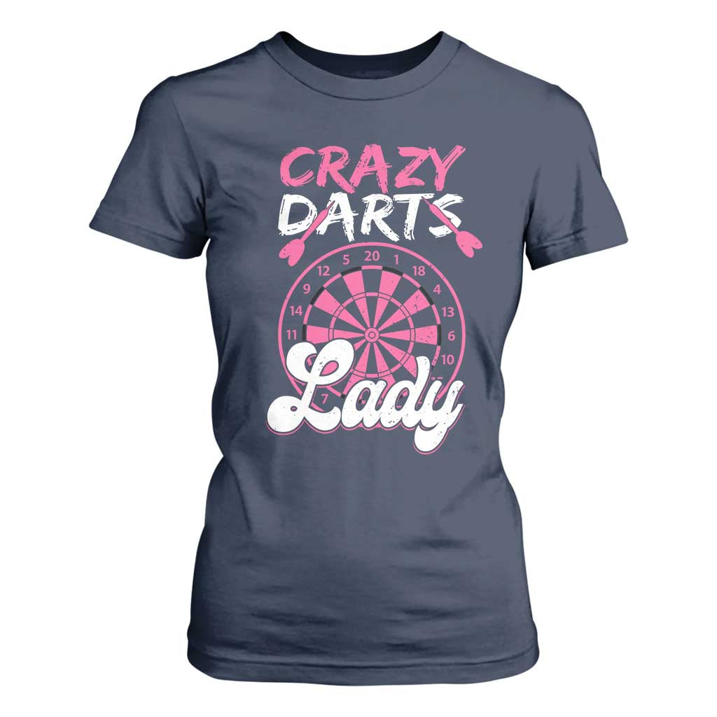 Crazy Darts Lady Bullseye Dart Shooting T Shirt For Women Female Dartist Gift TS12 Navy Print Your Wear