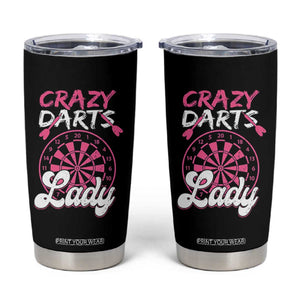 Crazy Darts Lady Bullseye Dart Shooting Tumbler Cup Female Dartist Gift TS12 Black Print Your Wear