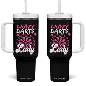 Crazy Darts Lady Bullseye Dart Shooting Tumbler With Handle Female Dartist Gift TS12 One Size: 40 oz Black Print Your Wear