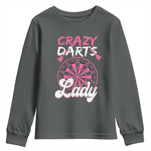 Crazy Darts Lady Bullseye Dart Shooting Youth Sweatshirt Female Dartist Gift TS12 Dark Heather Print Your Wear