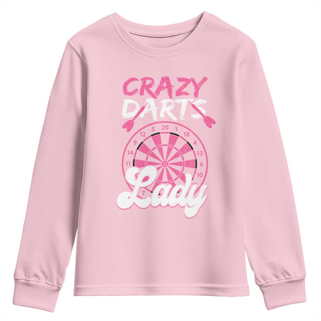 Crazy Darts Lady Bullseye Dart Shooting Youth Sweatshirt Female Dartist Gift TS12 Light Pink Print Your Wear