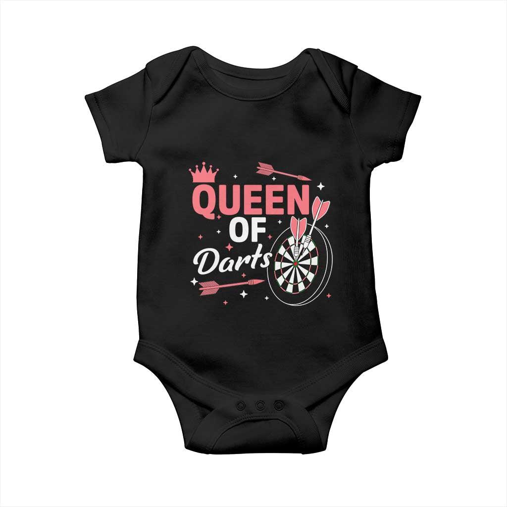 Queen Of Darts Bullseye Shooter Baby Onesie Female Dartist Gift TS12 Black Print Your Wear