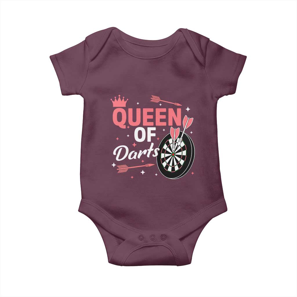 Queen Of Darts Bullseye Shooter Baby Onesie Female Dartist Gift TS12 Maroon Print Your Wear