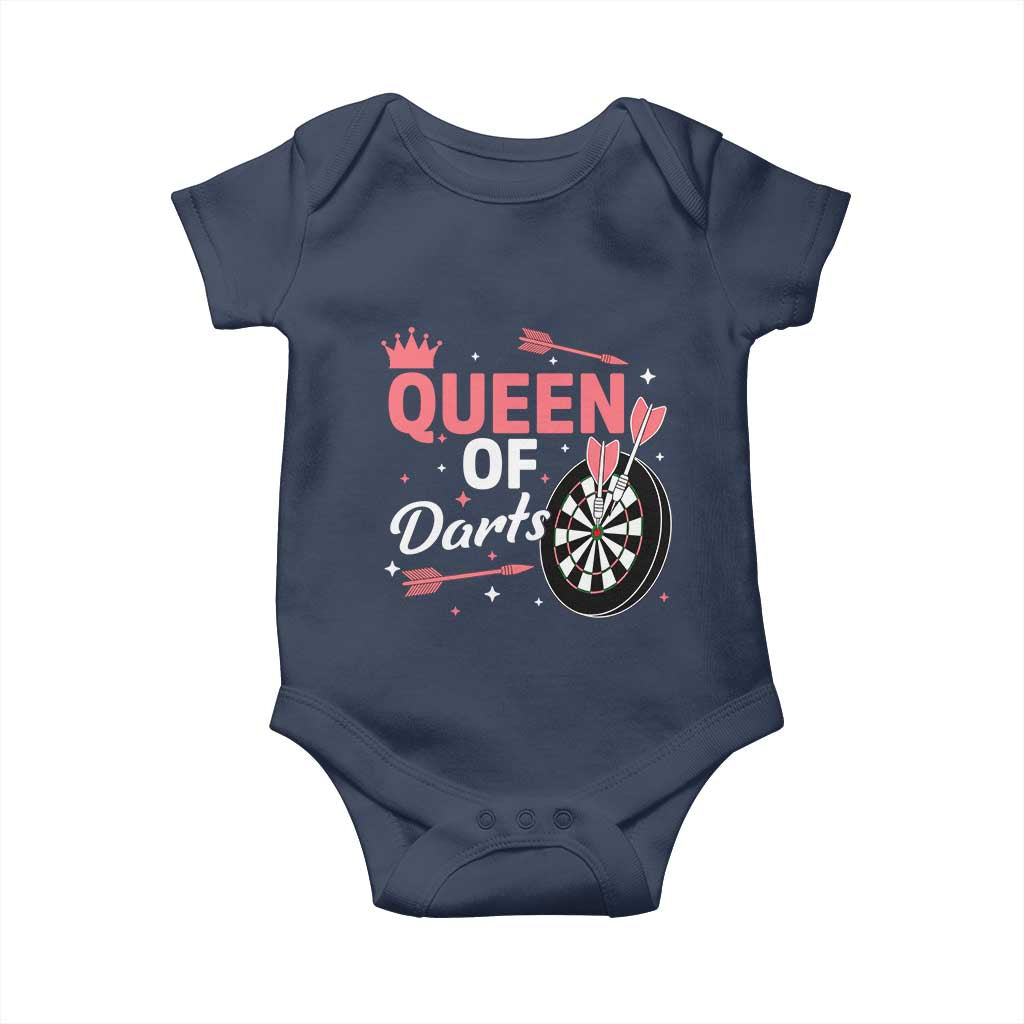 Queen Of Darts Bullseye Shooter Baby Onesie Female Dartist Gift TS12 Navy Print Your Wear