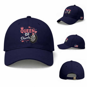 Queen Of Darts Bullseye Shooter Baseball Cap Female Dartist Gift TS12 Baseball Cap Universal Fit Dark Blue Print Your Wear