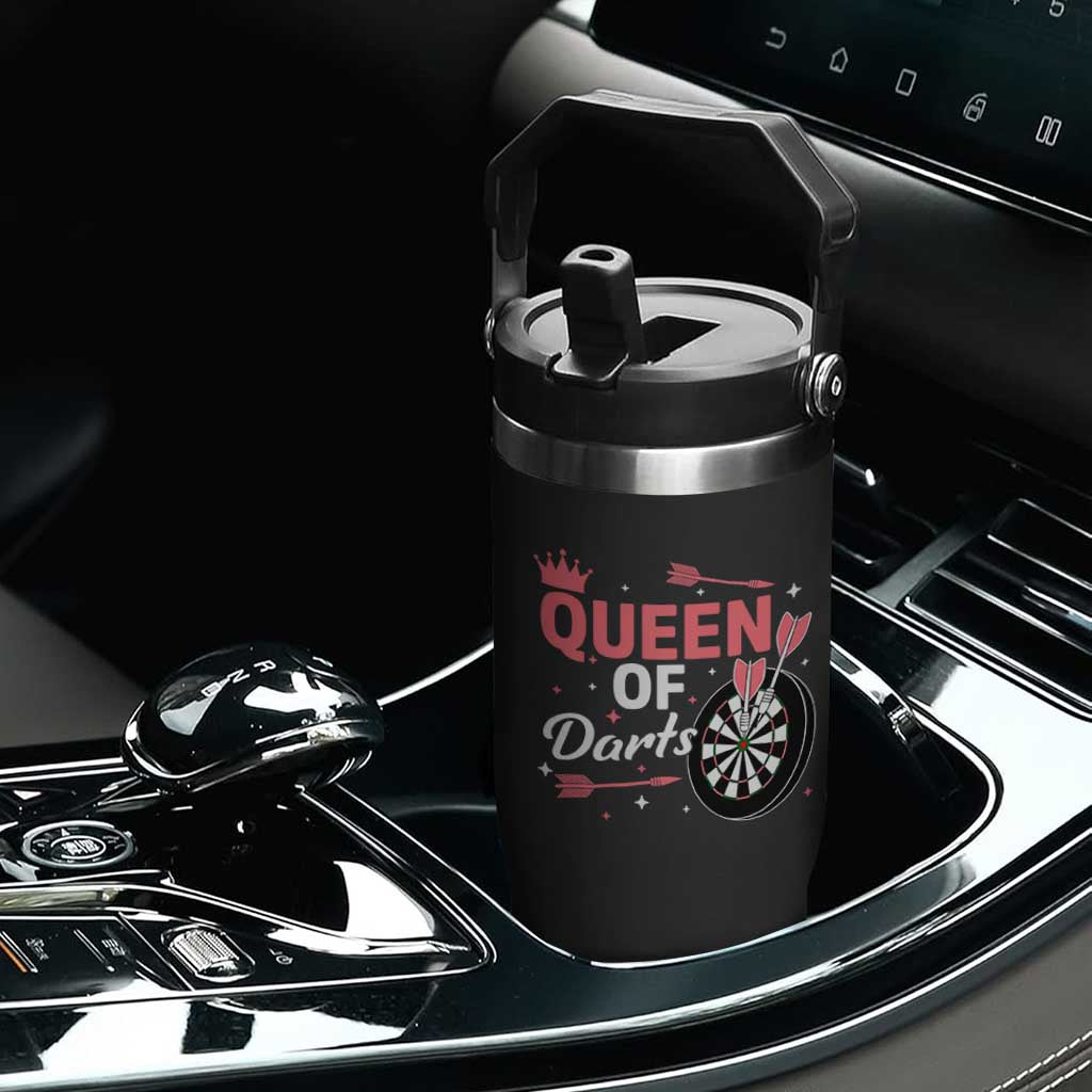 Queen Of Darts Bullseye Shooter Flip Straw Tumbler Female Dartist Gift TS12 Print Your Wear