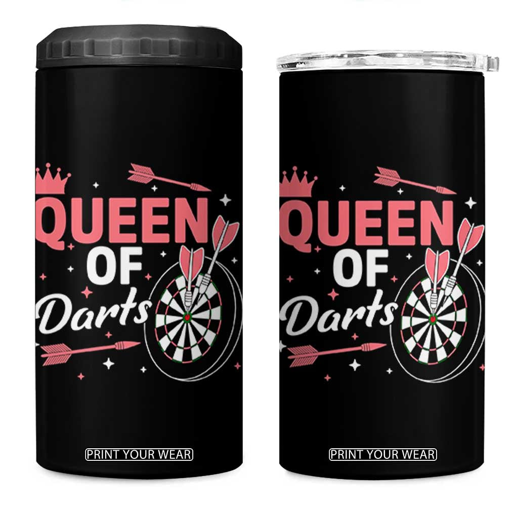 Queen Of Darts Bullseye Shooter 4 in 1 Can Cooler Tumbler Female Dartist Gift TS12 One Size: 16 oz Black Print Your Wear