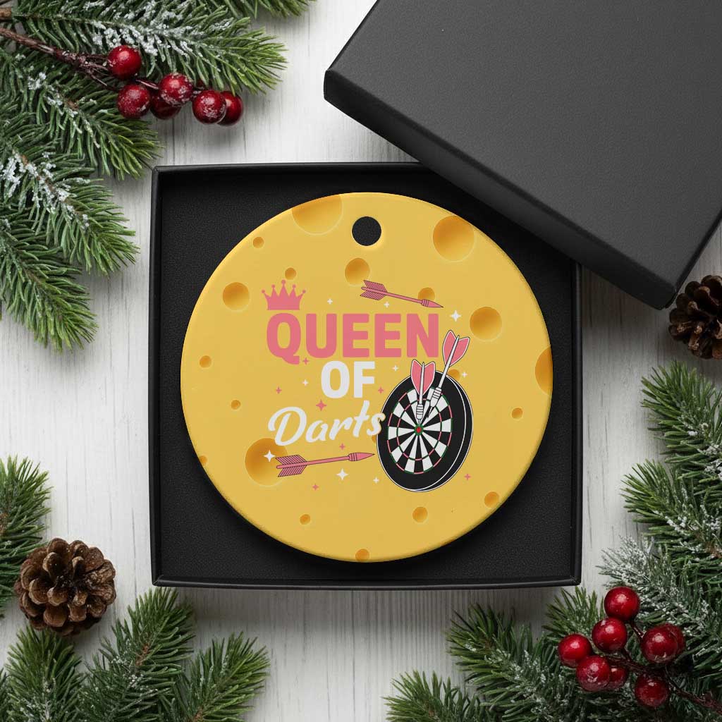 Queen Of Darts Bullseye Shooter Ceramic Ornament Female Dartist Gift TS12 1pc Yellow Cheese Print Your Wear