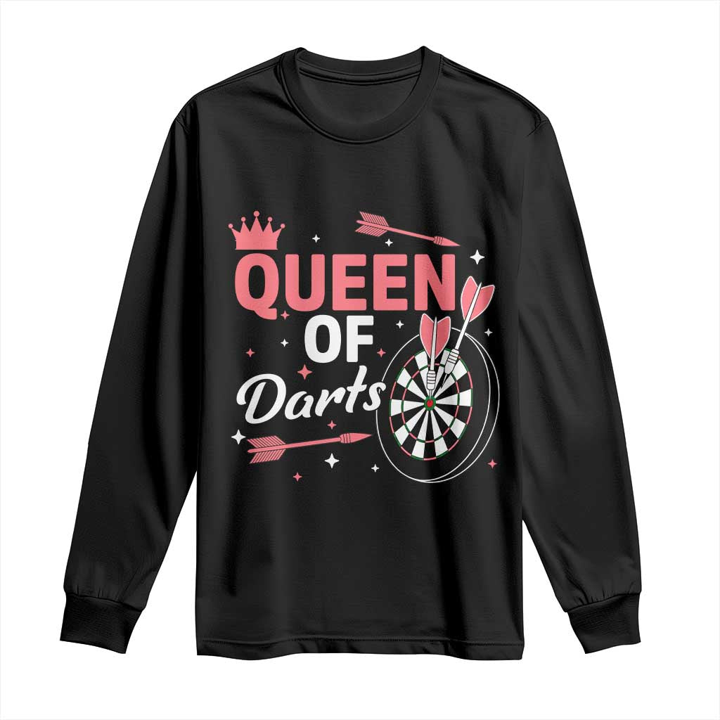 Queen Of Darts Bullseye Shooter Long Sleeve Shirt Female Dartist Gift TS12 Black Print Your Wear