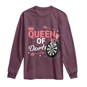 Queen Of Darts Bullseye Shooter Long Sleeve Shirt Female Dartist Gift TS12 Maroon Print Your Wear