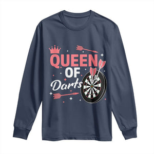 Queen Of Darts Bullseye Shooter Long Sleeve Shirt Female Dartist Gift TS12 Navy Print Your Wear