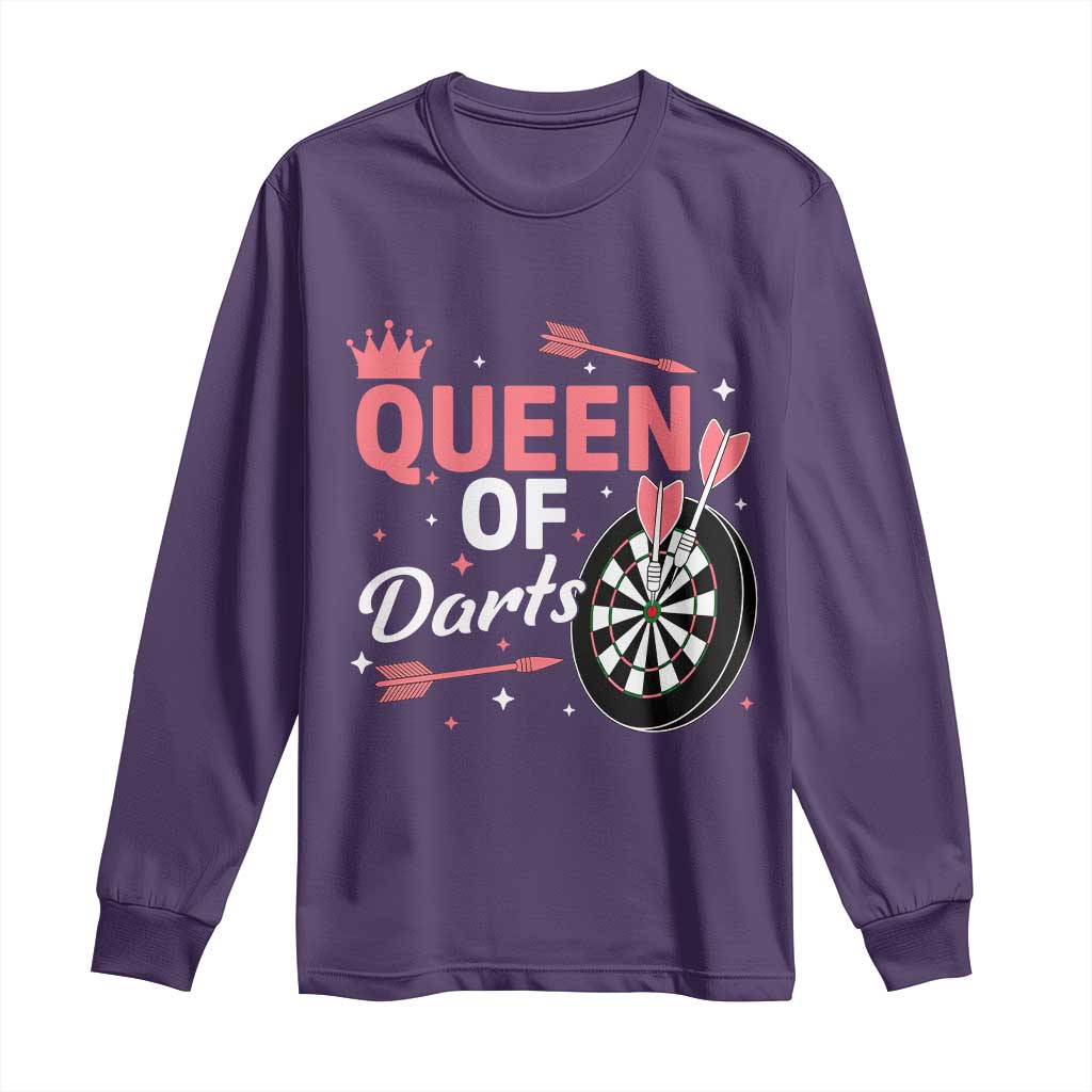 Queen Of Darts Bullseye Shooter Long Sleeve Shirt Female Dartist Gift TS12 Purple Print Your Wear