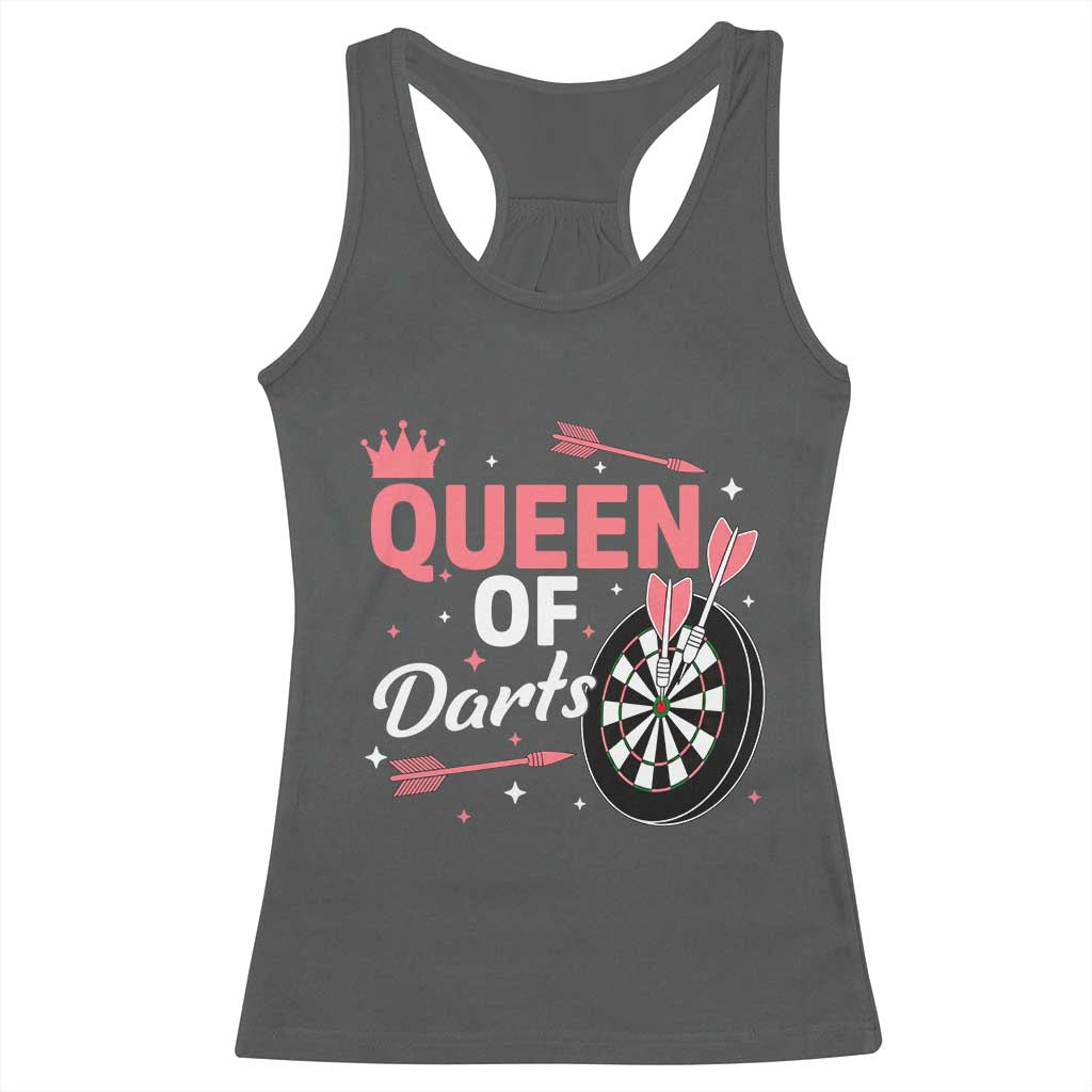 Queen Of Darts Bullseye Shooter Racerback Tank Top Female Dartist Gift TS12 Dark Heather Print Your Wear