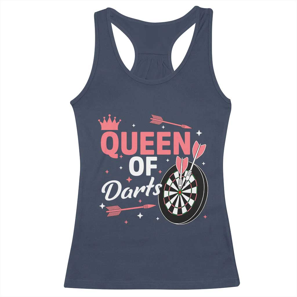 Queen Of Darts Bullseye Shooter Racerback Tank Top Female Dartist Gift TS12 Navy Print Your Wear