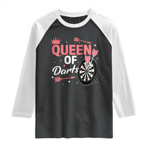 Queen Of Darts Bullseye Shooter Raglan Shirt Female Dartist Gift TS12 Black White Print Your Wear