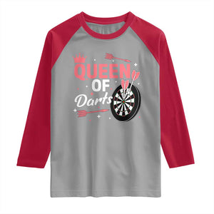 Queen Of Darts Bullseye Shooter Raglan Shirt Female Dartist Gift TS12 Sport Gray Red Print Your Wear