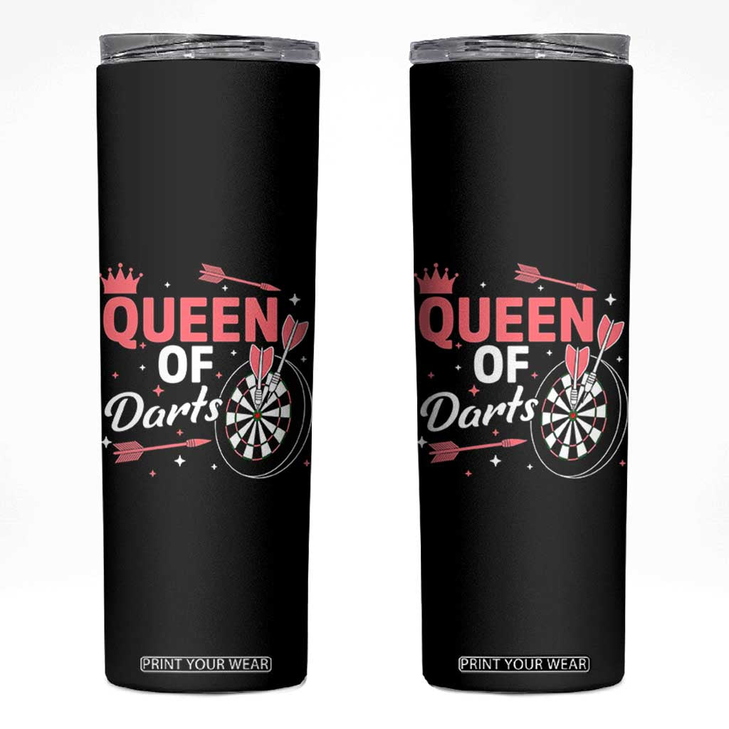 Queen Of Darts Bullseye Shooter Skinny Tumbler Female Dartist Gift TS12 Black Print Your Wear