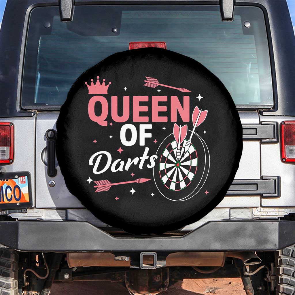 Queen Of Darts Bullseye Shooter Spare Tire Cover Female Dartist Gift TS12 No hole Black Print Your Wear