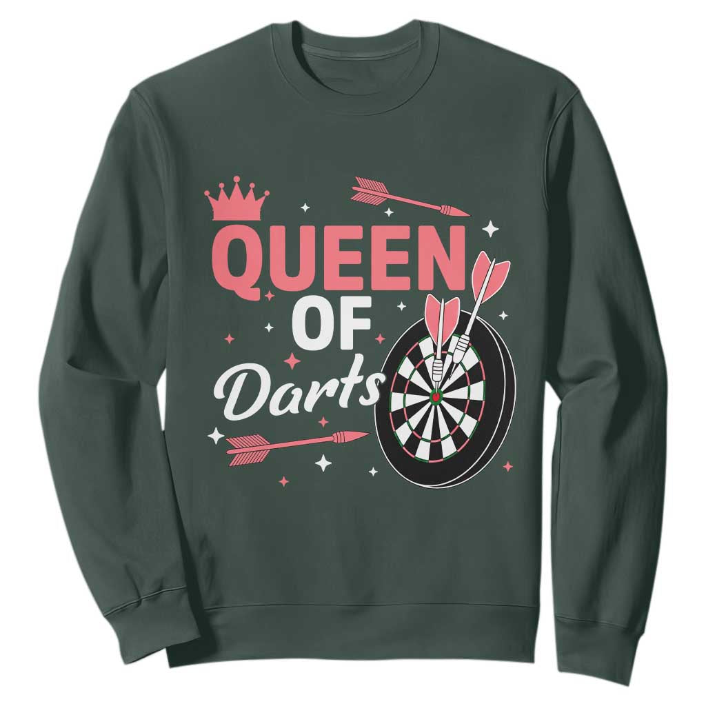 Queen Of Darts Bullseye Shooter Sweatshirt Female Dartist Gift TS12 Dark Forest Green Print Your Wear