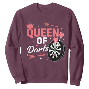 Queen Of Darts Bullseye Shooter Sweatshirt Female Dartist Gift TS12 Maroon Print Your Wear