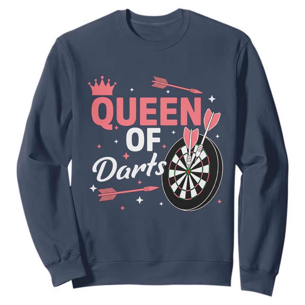 Queen Of Darts Bullseye Shooter Sweatshirt Female Dartist Gift TS12 Navy Print Your Wear