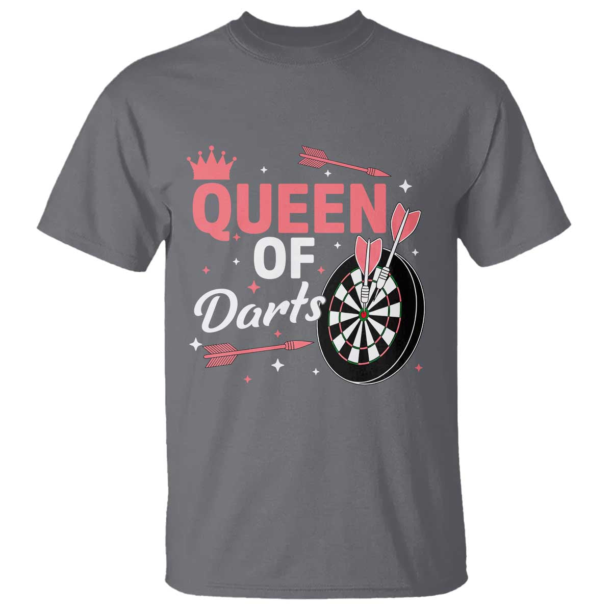 Queen Of Darts Bullseye Shooter T Shirt Female Dartist Gift TS12 Charcoal Print Your Wear