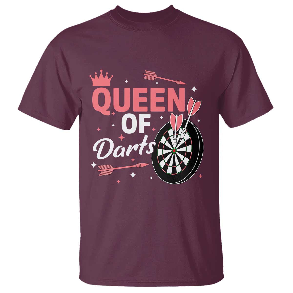 Queen Of Darts Bullseye Shooter T Shirt Female Dartist Gift TS12 Maroon Print Your Wear