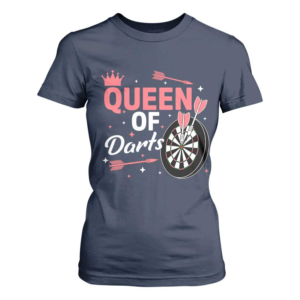 Queen Of Darts Bullseye Shooter T Shirt For Women Female Dartist Gift TS12 Navy Print Your Wear