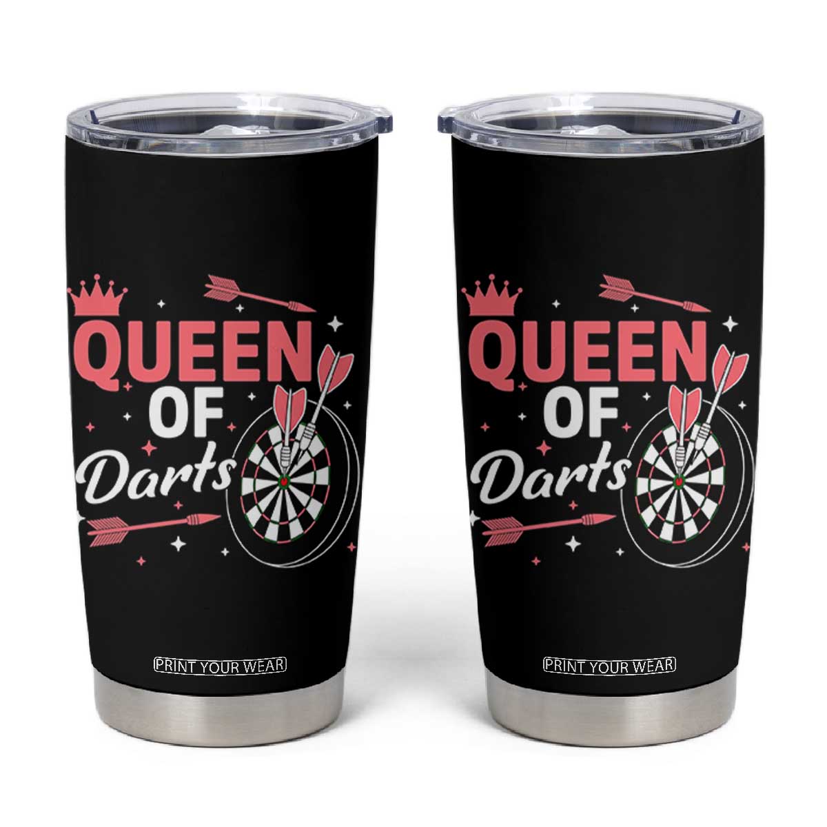Queen Of Darts Bullseye Shooter Tumbler Cup Female Dartist Gift TS12 Black Print Your Wear