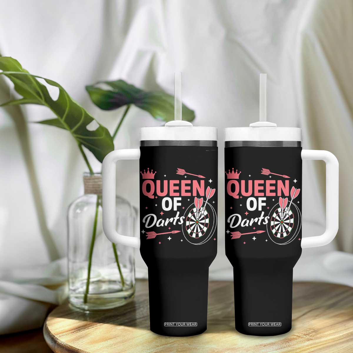Queen Of Darts Bullseye Shooter Tumbler With Handle Female Dartist Gift TS12 Print Your Wear
