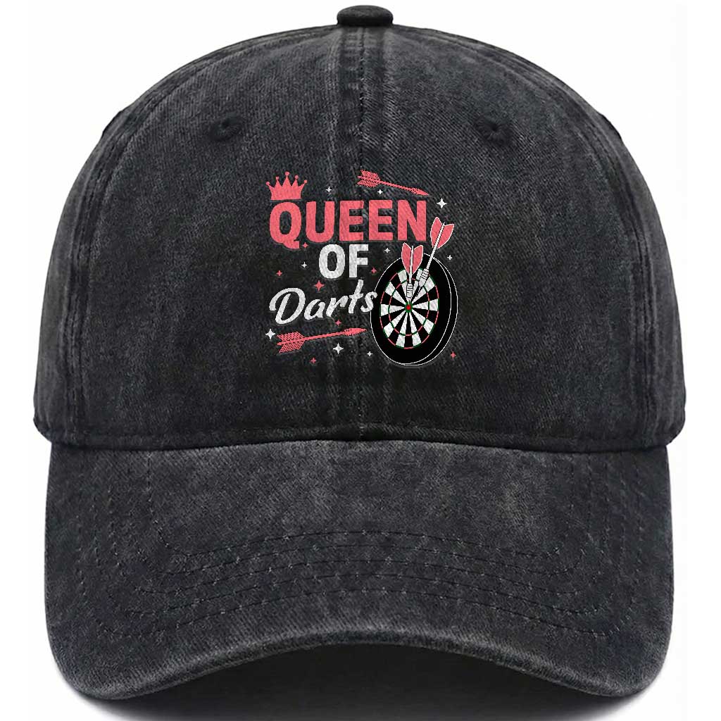 Queen Of Darts Bullseye Shooter Washed Cotton Baseball Cap Female Dartist Gift TS12 Print Your Wear