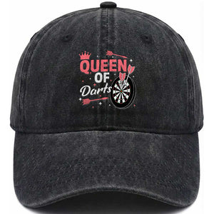 Queen Of Darts Bullseye Shooter Washed Cotton Baseball Cap Female Dartist Gift TS12 Print Your Wear