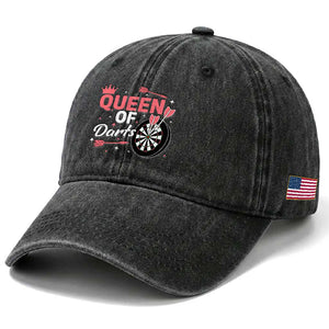 Queen Of Darts Bullseye Shooter Washed Cotton Baseball Cap Female Dartist Gift TS12 Print Your Wear