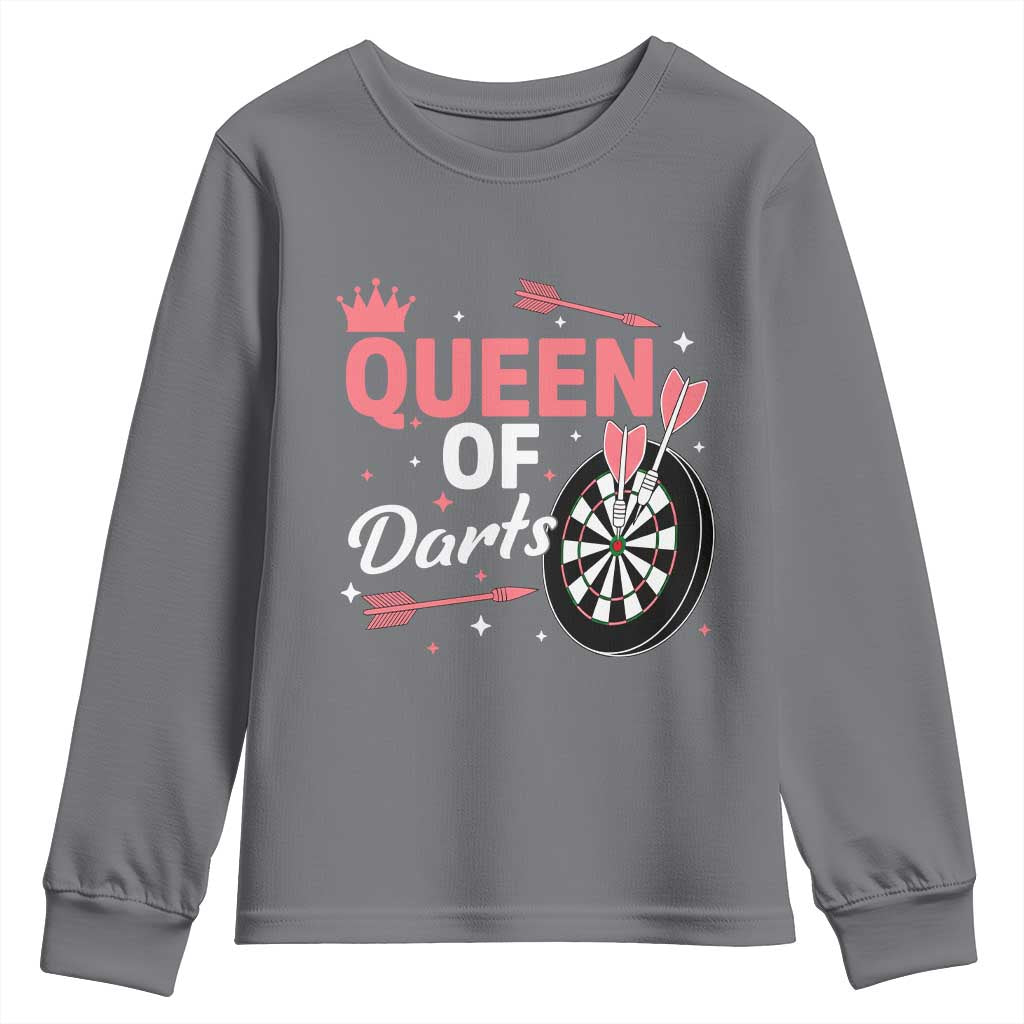 Queen Of Darts Bullseye Shooter Youth Sweatshirt Female Dartist Gift TS12 Charcoal Print Your Wear