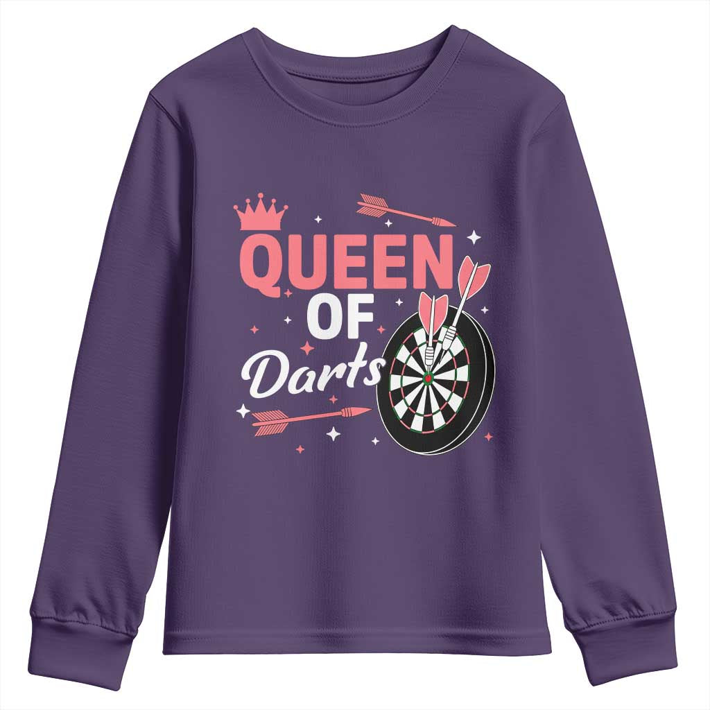 Queen Of Darts Bullseye Shooter Youth Sweatshirt Female Dartist Gift TS12 Purple Print Your Wear